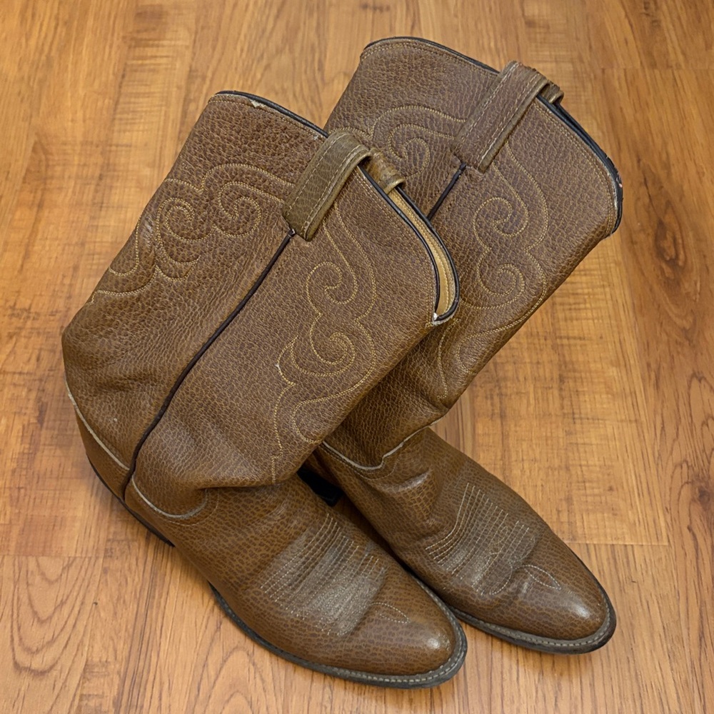 Tony Lama Brown Western Cowboy Boots, size 10